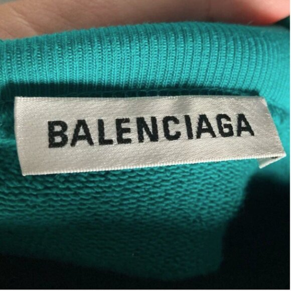 Balenciaga Men’s Authentic Teal Portrait Hoodie - Picture 5 of 5